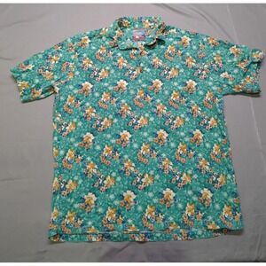 VTG Reyn Spooner Mens Joe Kealoha Floral Green AOP Hawaiian Shirt Size Large